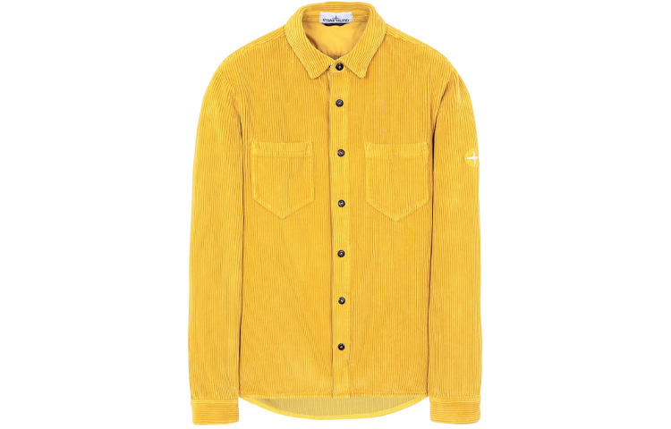 STONE ISLAND Corduroy Loose Fit Long Sleeve Jacket Yellow Mens 691511239-V0034