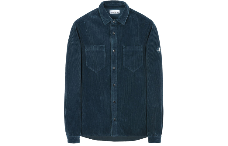 Stone Island Corduroy Oversized Long-Sleeve Jacket Blue 691511239-V0024