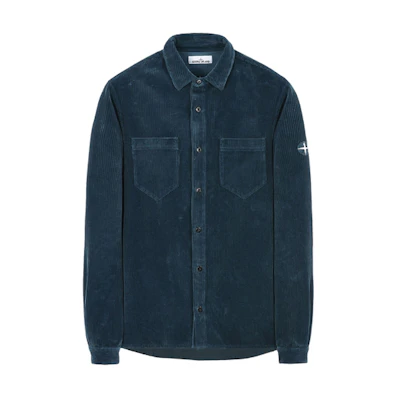 Stone Island Corduroy Oversized Long-Sleeve Jacket Blue 691511239-V0024