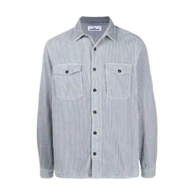 Stone Island Corduroy Shirt Jacket Gray Blue 751512111-V0061