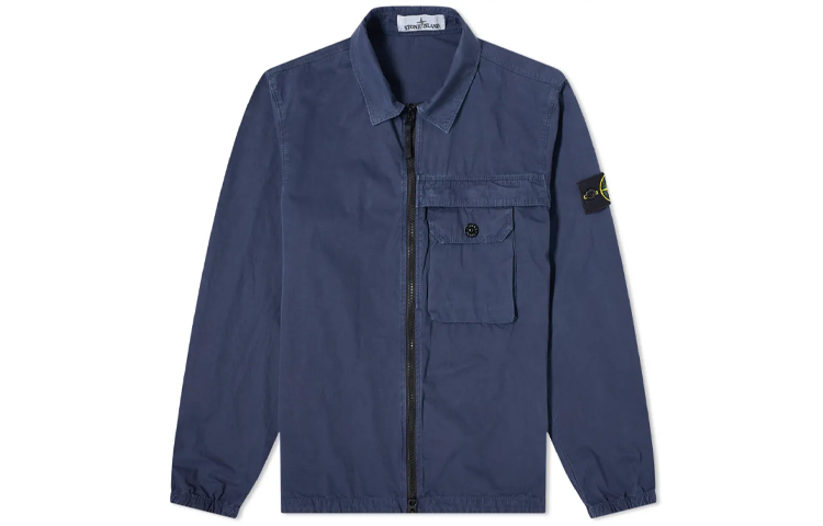 Stone Island Cotton Dyed Zip Pocket Jacket - Ocean Blue 7315107WN-V0128
