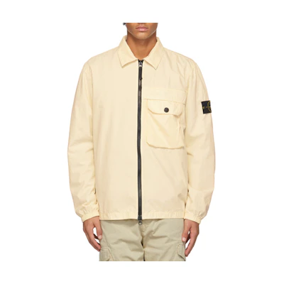 Stone Island Cream Cotton Dyed Jacket with Zip Pockets 7315107WN-V0135