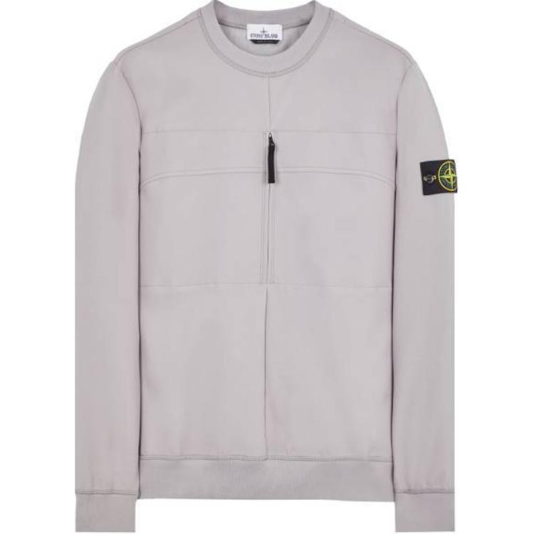 Stone Island Crewneck Solid Color Logo Long Sleeve Sweatshirt Grey - 801562053-V0064