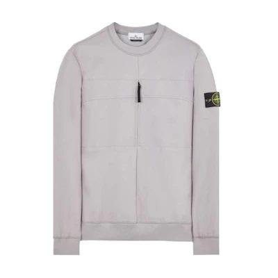 Stone Island Crewneck Solid Color Logo Long Sleeve Sweatshirt Grey - 801562053-V0064