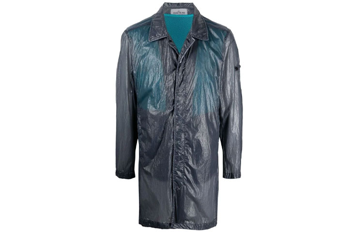 Stone Island Crinkle Effect Lightweight Mid-Length Jacket Men’s Light Blue 741570534-V0024