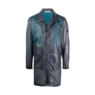 Stone Island Crinkle Effect Lightweight Mid-Length Jacket Men’s Light Blue 741570534-V0024