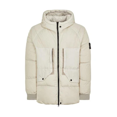 Stone Island Crinkle Reps Nylon Down Jacket Gray Mud Hooded Coat 791640223-V0073