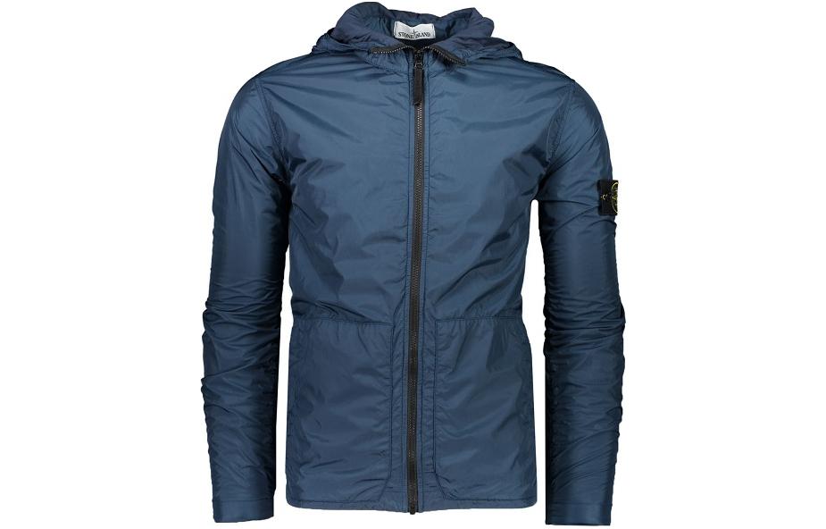 STONE ISLAND Crinkled Texture Hooded Jacket Navy Blue  Long Sleeve 721543330-V0028