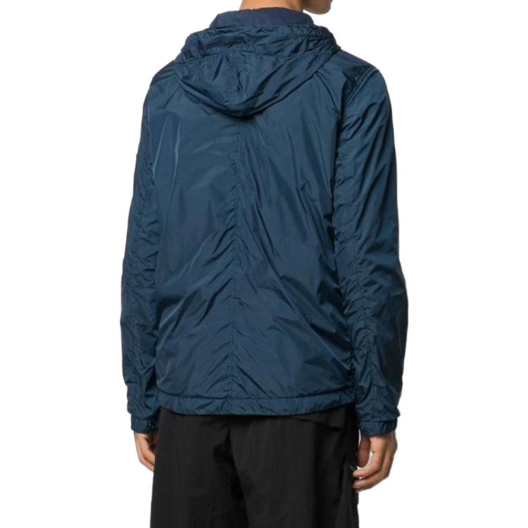 Shop ストーンアイランド クリンクル テクスチャー ジャケット ネイビーブルー 長袖 721543330-V0028