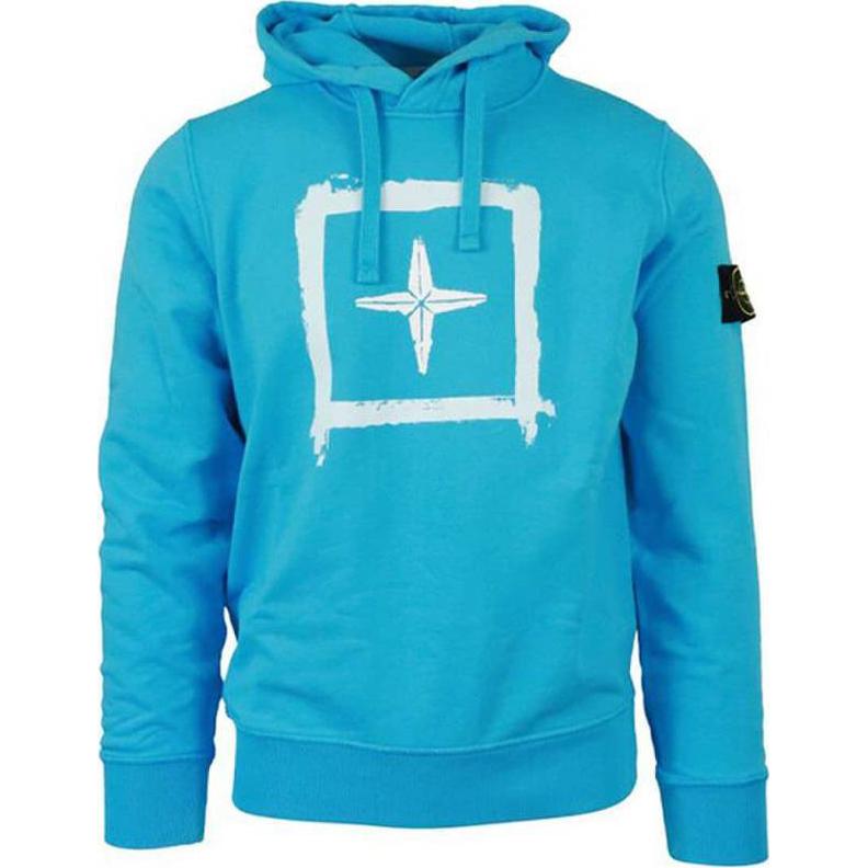 Stone Island Cross Logo Hoodie Blue 741565894-V0042