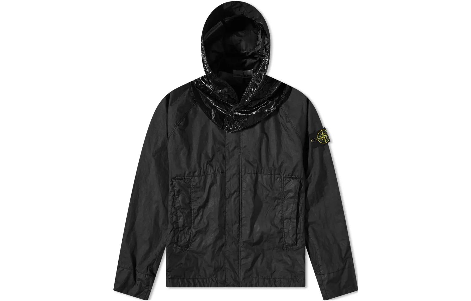 Stone Island Detachable Hood Black Long Sleeve Jacket for Men 781540623-V0029
