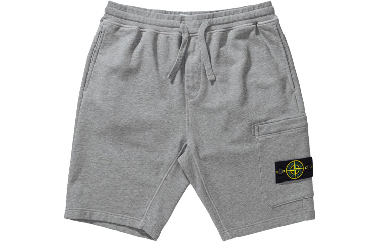 STONE ISLAND Detachable Logo Patch Drawstring Shorts Mens Grey Casual Wear 741564651-V0M64