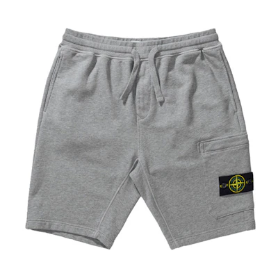 STONE ISLAND Detachable Logo Patch Drawstring Shorts Mens Grey Casual Wear 741564651-V0M64
