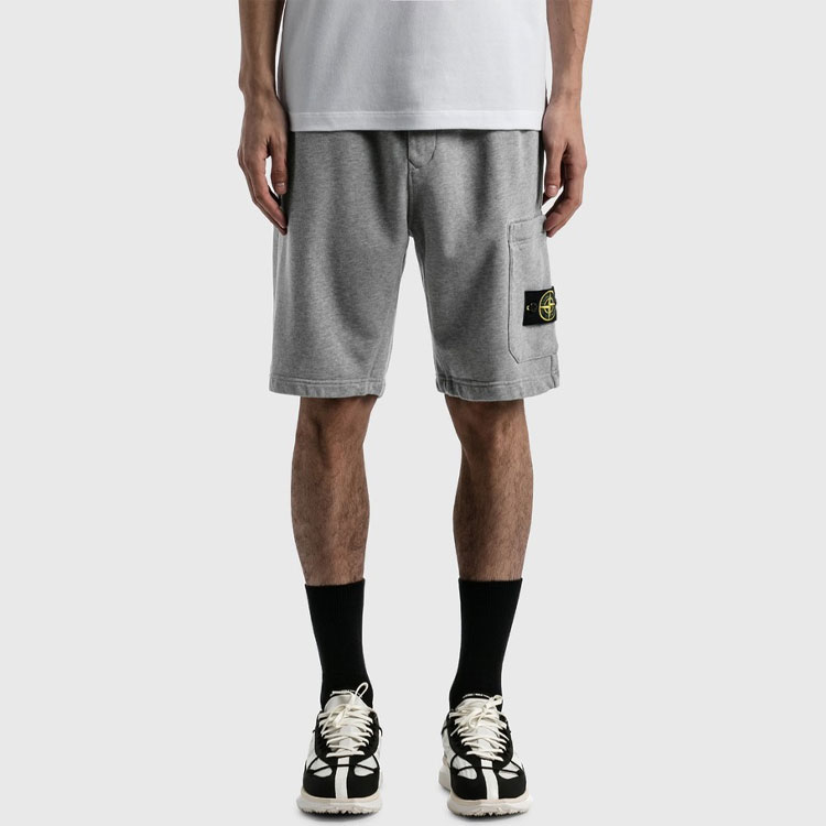 STONE ISLAND Detachable Logo Patch Drawstring Shorts Mens Grey Casual Wear 741564651-V0M64 圖 5