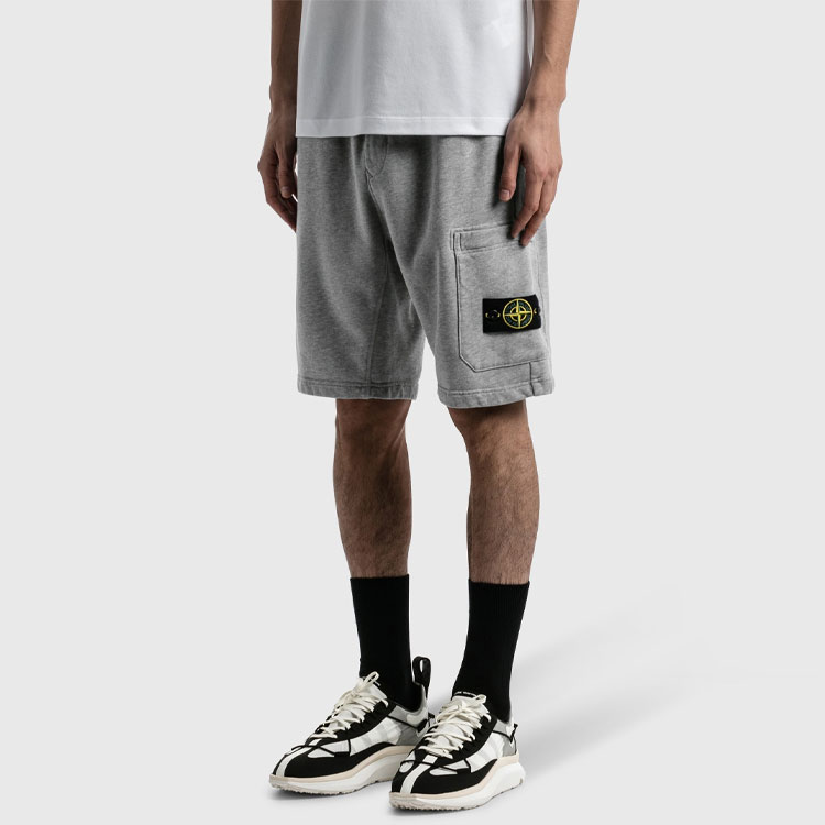 STONE ISLAND Detachable Logo Patch Drawstring Shorts Mens Grey Casual Wear 741564651-V0M64 圖 6