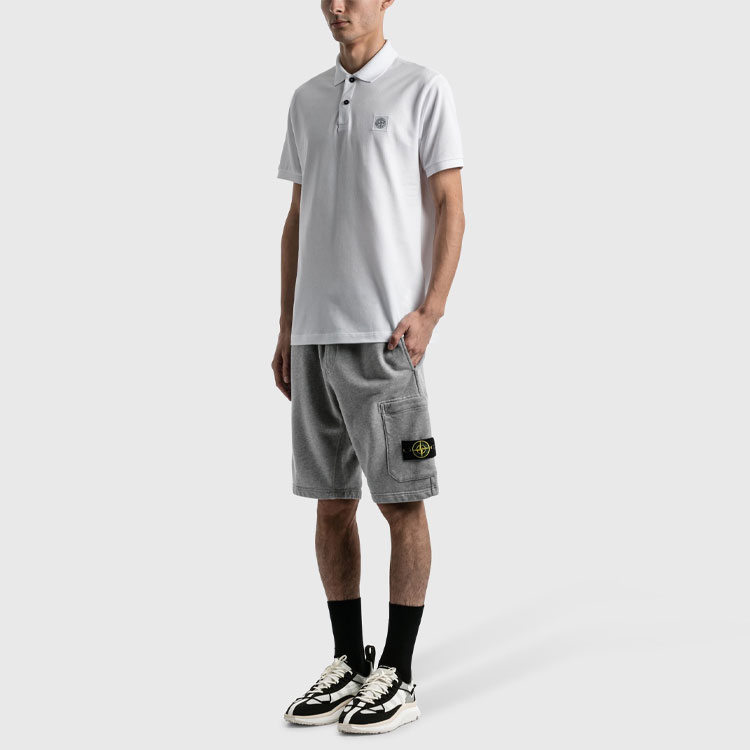 STONE ISLAND Detachable Logo Patch Drawstring Shorts Mens Grey Casual Wear 741564651-V0M64 圖 7