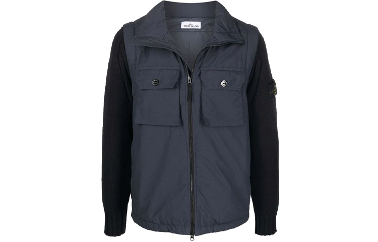 Stone Island Detachable Logo Puffer Jacket Blue 751543812-V0026