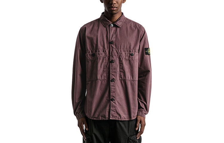 Stone Island Double Pocket Logo Jacket Maroon ( Long Sleeve) 7415110WN-V0111