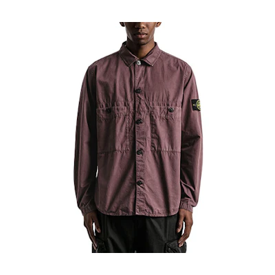 Stone Island Double Pocket Logo Jacket Maroon ( Long Sleeve) 7415110WN-V0111