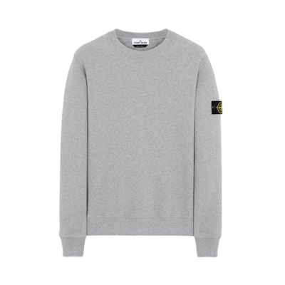 Stone Island Dusty Gray Logo Crewneck Long Sleeve Sweatshirt 731563020-V0M64