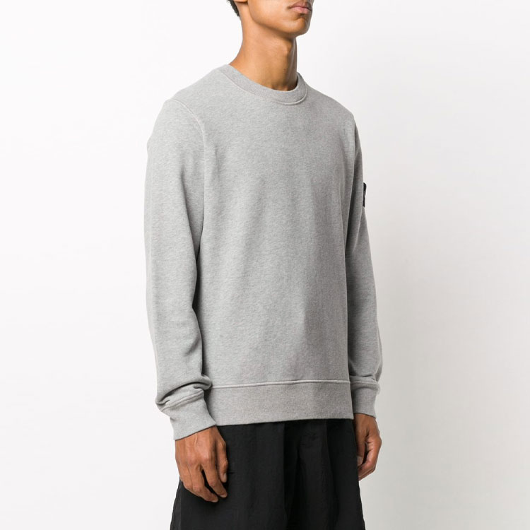 Details for Stone Island 灰塵灰色標誌長袖圓領衛衣 731563020-V0M64