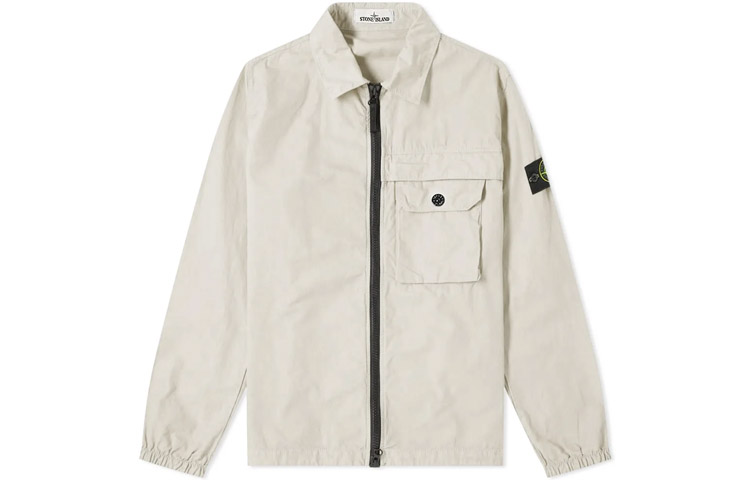 Stone Island Dyed Cotton Zip-Up Jacket for Men - Dove Gray 7315107WN-V0192