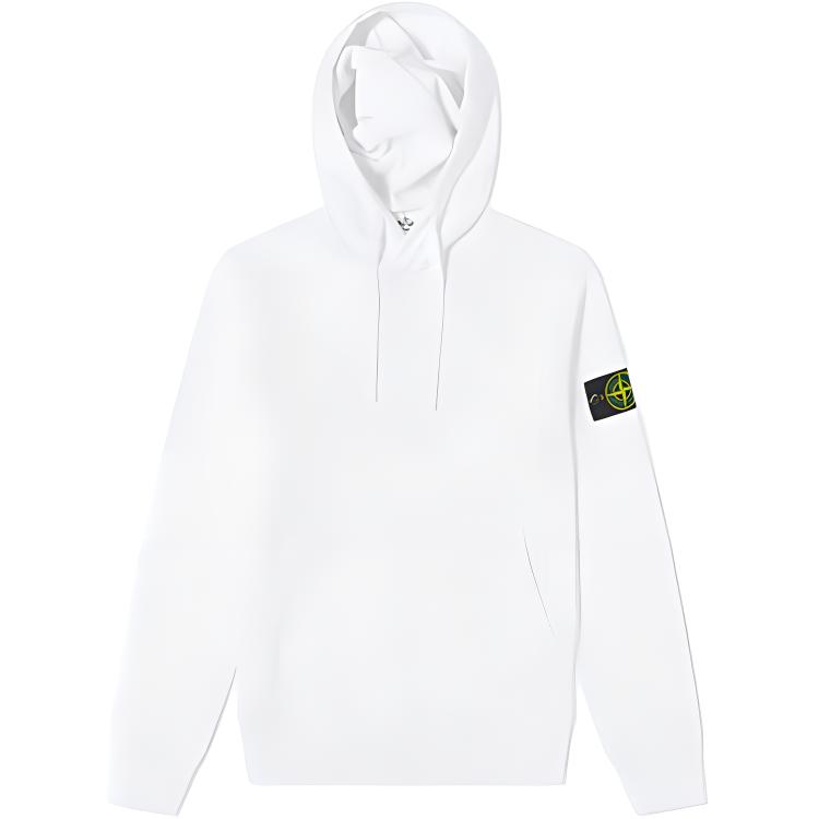 Stone Island Dyed Logo Hoodie White Fashion Pullover 741564151-V0001