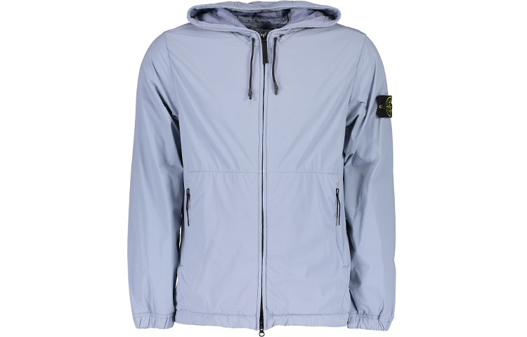 Stone Island Elastic Cuff Zip-Up Hooded Jacket Blue Men’s Long Sleeve Outerwear 741542731-V0046