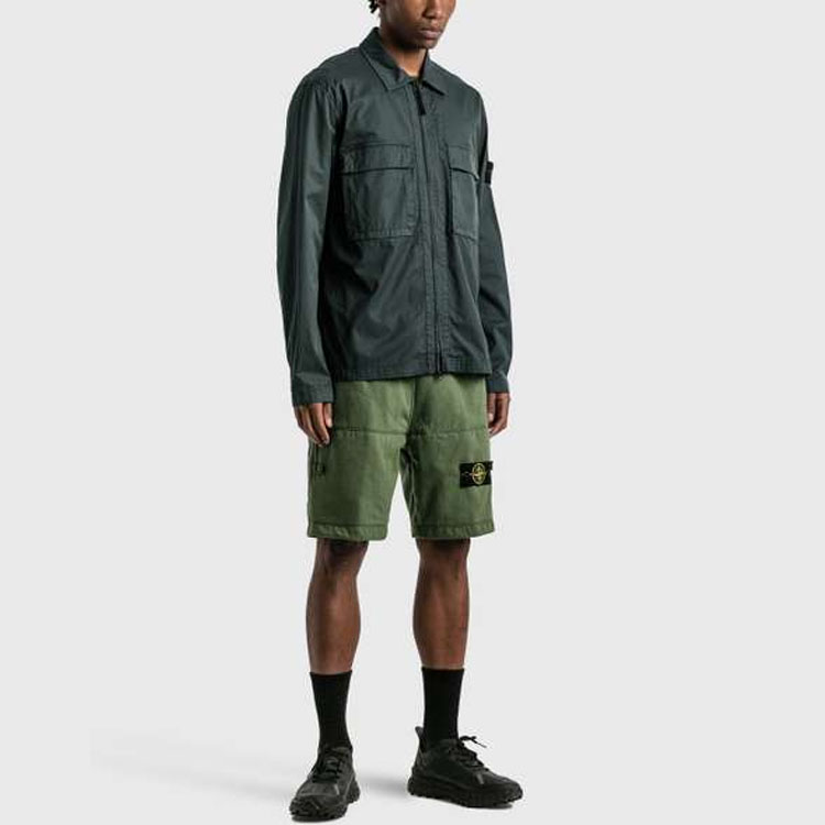 Stone Island Embroidered Compass Logo Olive Green  Casual Shorts. 7715L0102-V0058 圖 6