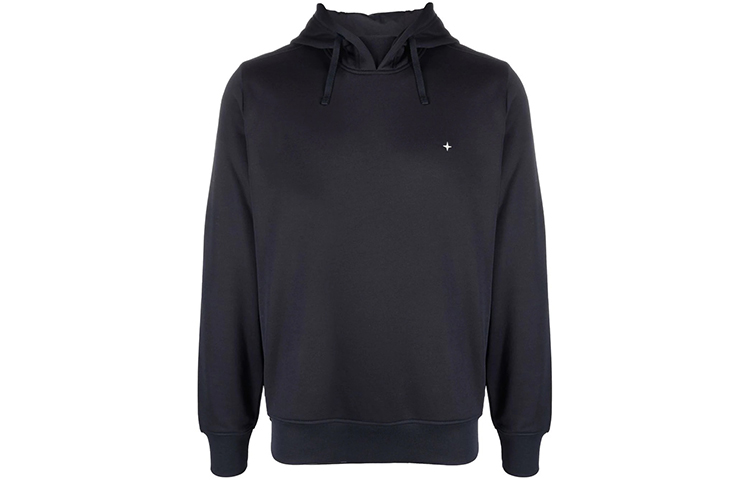 Stone Island Embroidered Drawstring Hoodie Navy Blue 751561635-V0020