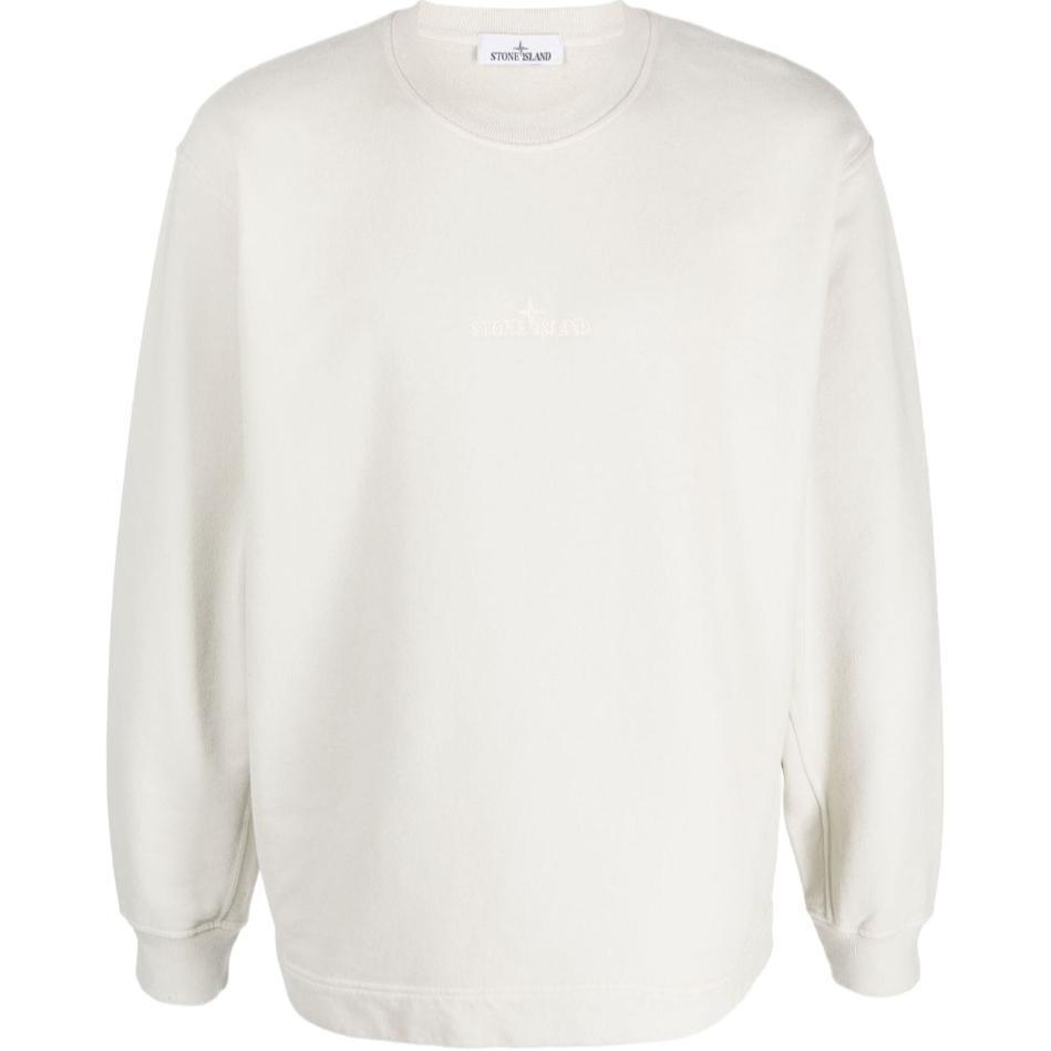 Stone Island Embroidered Letter Crewneck Oversized Long Sleeve Sweatshirt Oatmeal 791565477-V0097