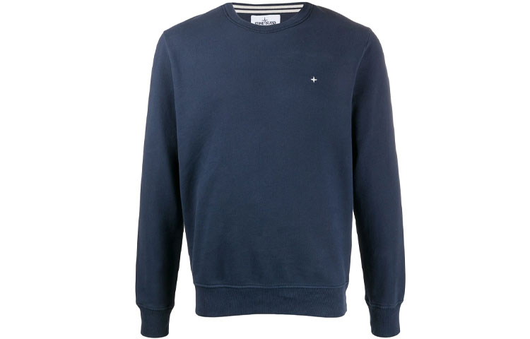 Stone Island Embroidered Pullover Sweatshirt Blue 731560820-V0028