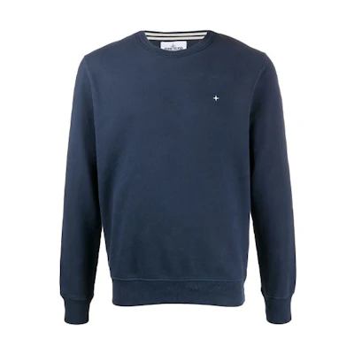 Stone Island Embroidered Pullover Sweatshirt Blue 731560820-V0028