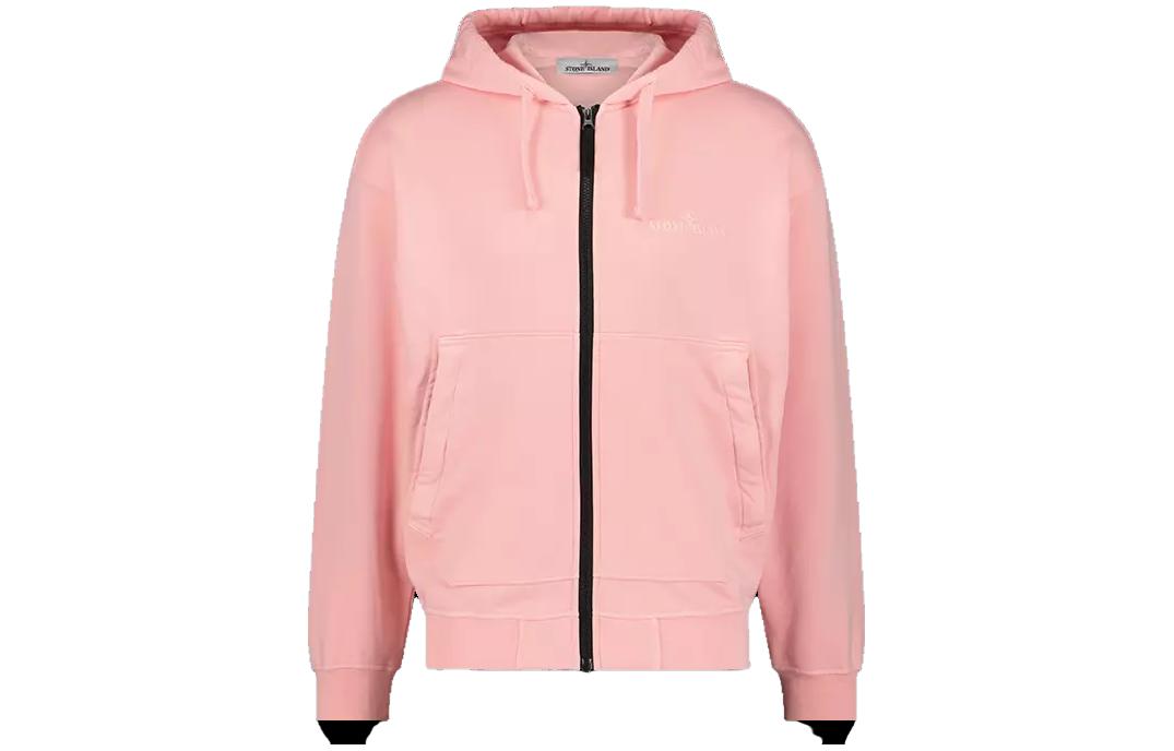 Stone Island Embroidered Zip Hoodie Pink - 781562051-V0080