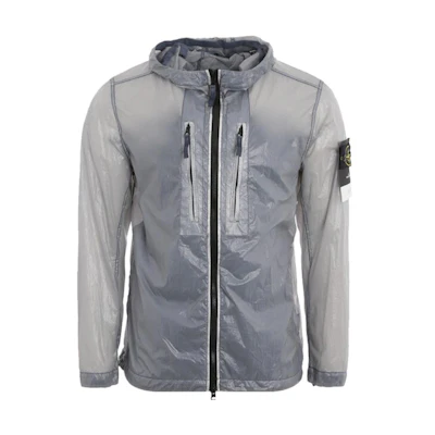 Stone Island Faded Logo Patch Zip-Up Hoodie Jacket Men’s Light Blue 741543034-V0046