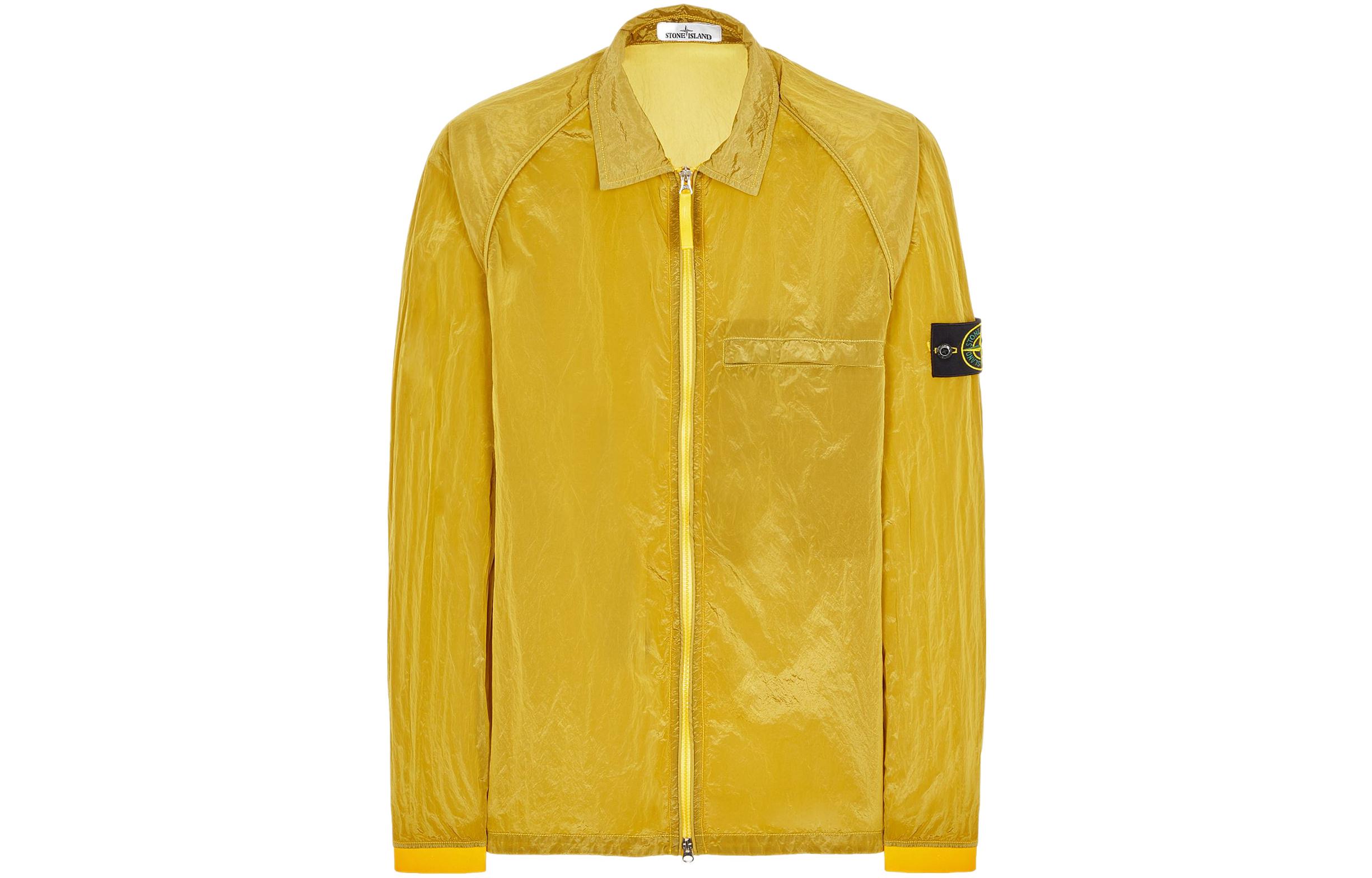 STONE ISLAND Fall SS22 Metallic Nylon Shirt Jacket Yellow Men 761512321-V0030