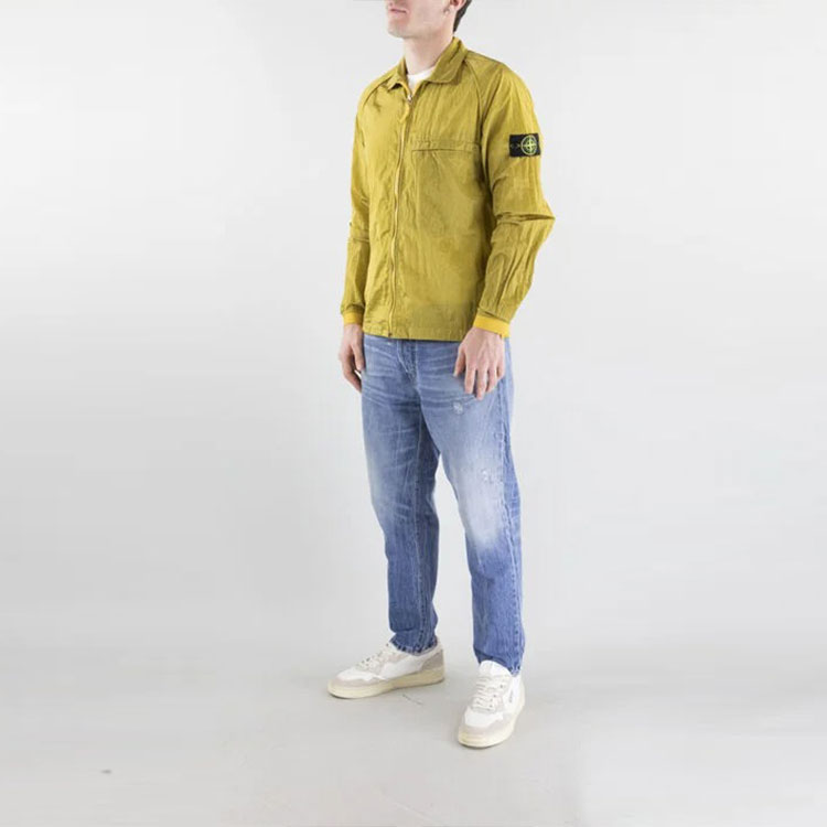 Shop 스톤아일랜드 SS22 메탈릭 나일론 셔츠 재킷 옐로우 남성용 761512321-V0030
