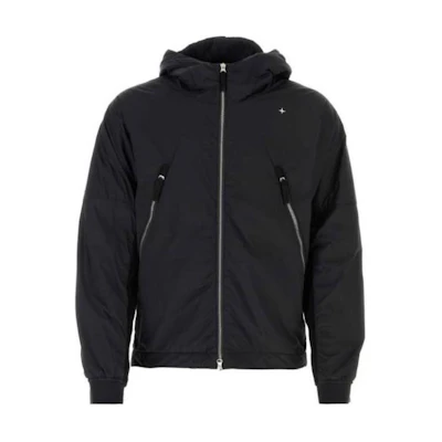 Stone Island Fitted Black Hoodie Full-Zip Jacket 8015413G2C-V0029