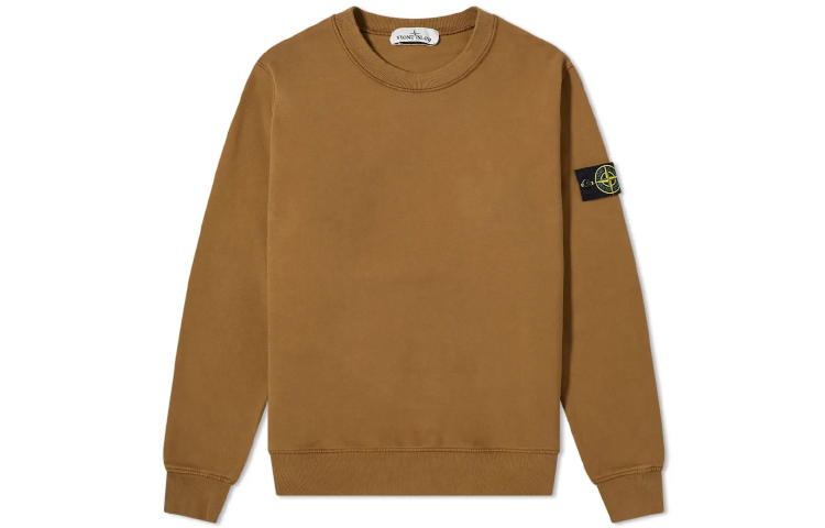 Stone Island Fleece Cotton Badge Long Sleeve Crewneck Sweatshirt Beige 731563020-V0071