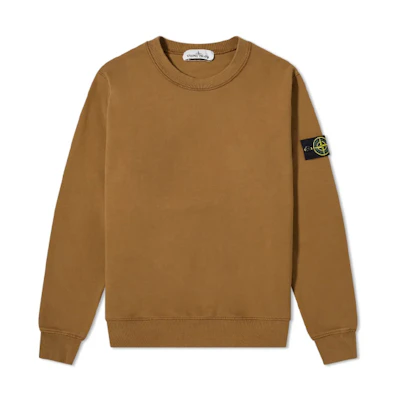 Stone Island Fleece Cotton Badge Long Sleeve Crewneck Sweatshirt Beige 731563020-V0071