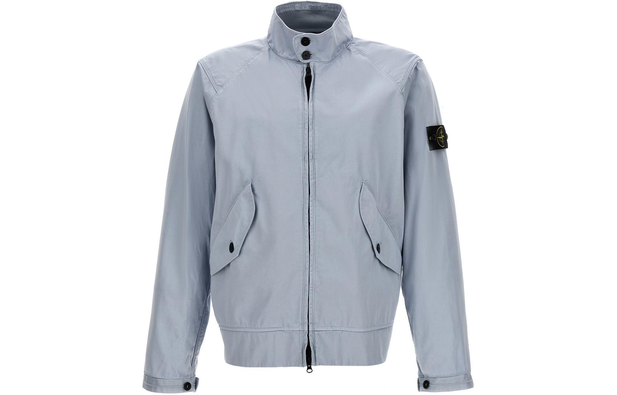 Stone Island Frost Blue Logo Badge Long Sleeve Jacket 801543734-V0041