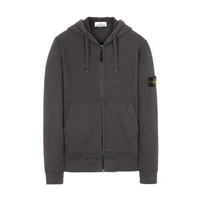 Stone Island Full-Zip Hoodie Jacket for Men in Charcoal Gray 731564220-v0065