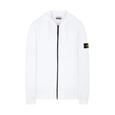 Stone Island Full-Zip Hoodie White Stone Island Sleeve Logo 731564220-v0001
