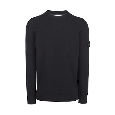 STONE ISLAND FW21 Black Crewneck Knit Sweater 7515508A1-V0029