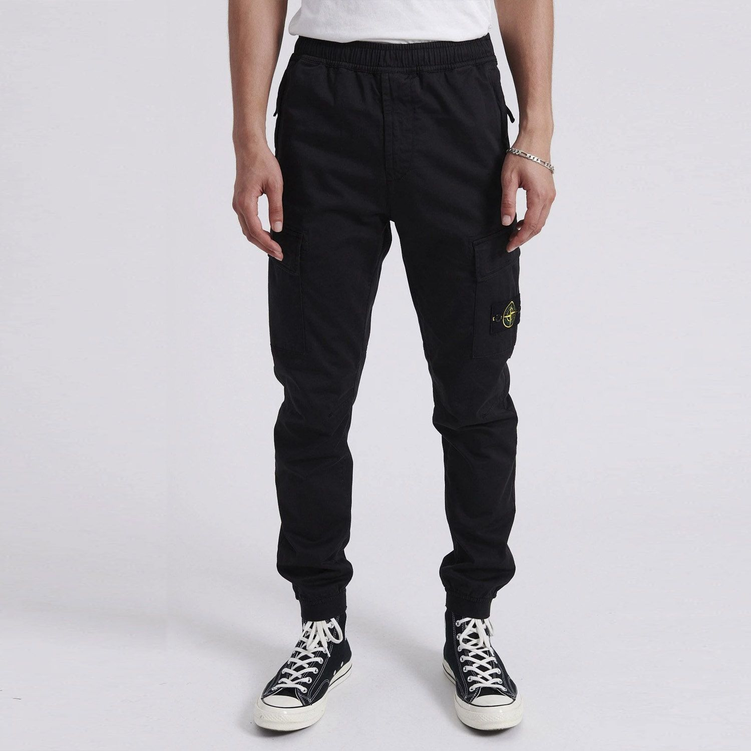 Sizing Pantalones Jogger de Punto Negro Stone Island FW21 con Detalles de Bolsillo. 751531314-V0029
