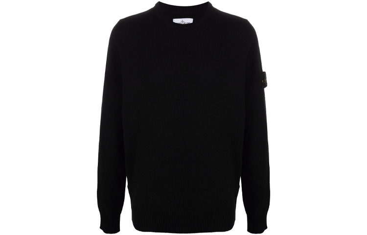 STONE ISLAND FW21  Black Wool Sweater Crewneck Long Sleeve Knitwear. 7515535A3-V0029