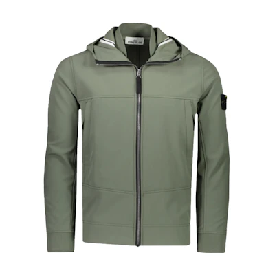 STONE ISLAND FW21 Green Logo Patch Zip-Up Hoodie Jacket. 7515Q0122-V0055