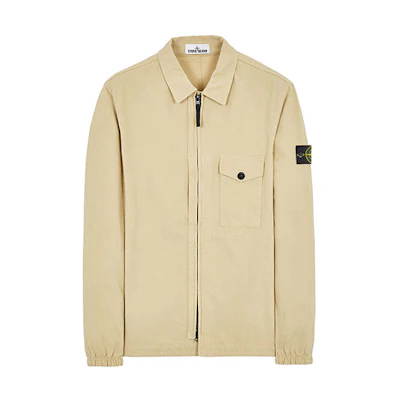 STONE ISLAND FW21 Light Yellow Logo Pocket Collared Casual Jacket 751510704-V0091
