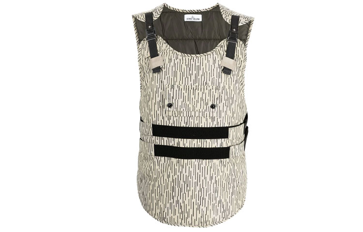 Order STONE ISLAND 秋冬21抽象印花翻盖马甲 男装米白色 7515904E1-V0091