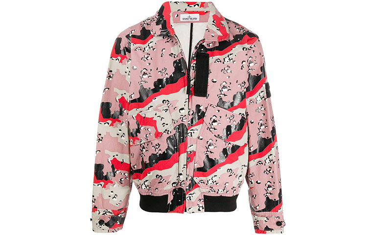 Stone Island FW21 Abstract Print Zip Jacket Multicolor Long Sleeve 7215445E3-V0097